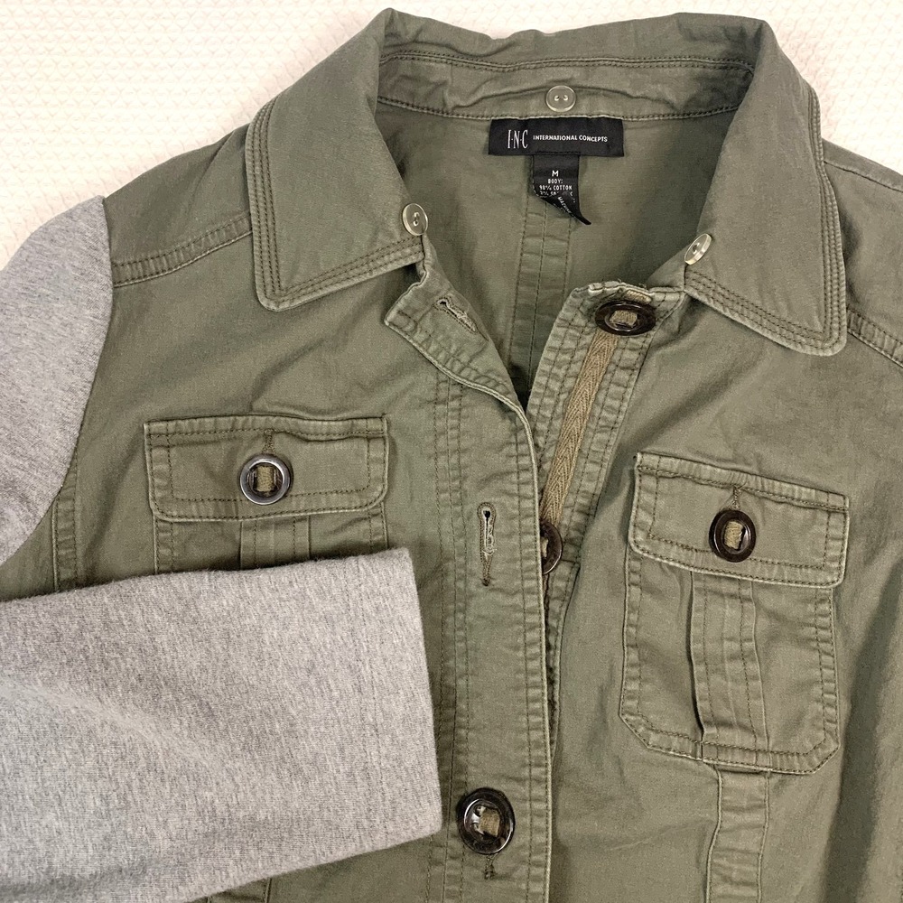 INC International Concepts Utility Anorak Jacket Women’s Medium Army Green